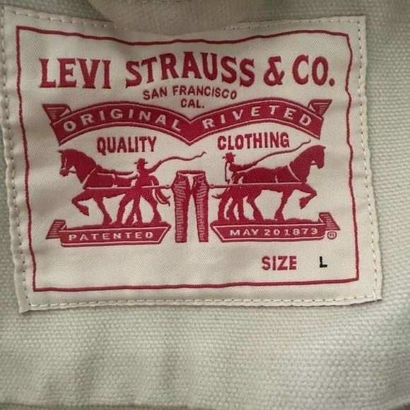 Levi’s Hooded Jackson Overshirt Heavyweight Jean Jacket, Beige Sand, Size L, NWT - Picture 9 of 16